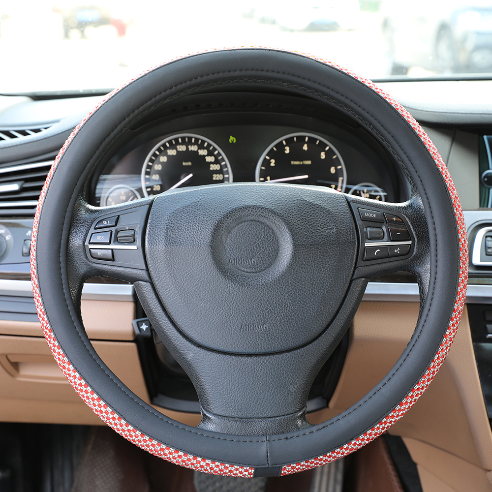 Bling Bling Crystal Rhinestone Steering wheel cover with PU leather