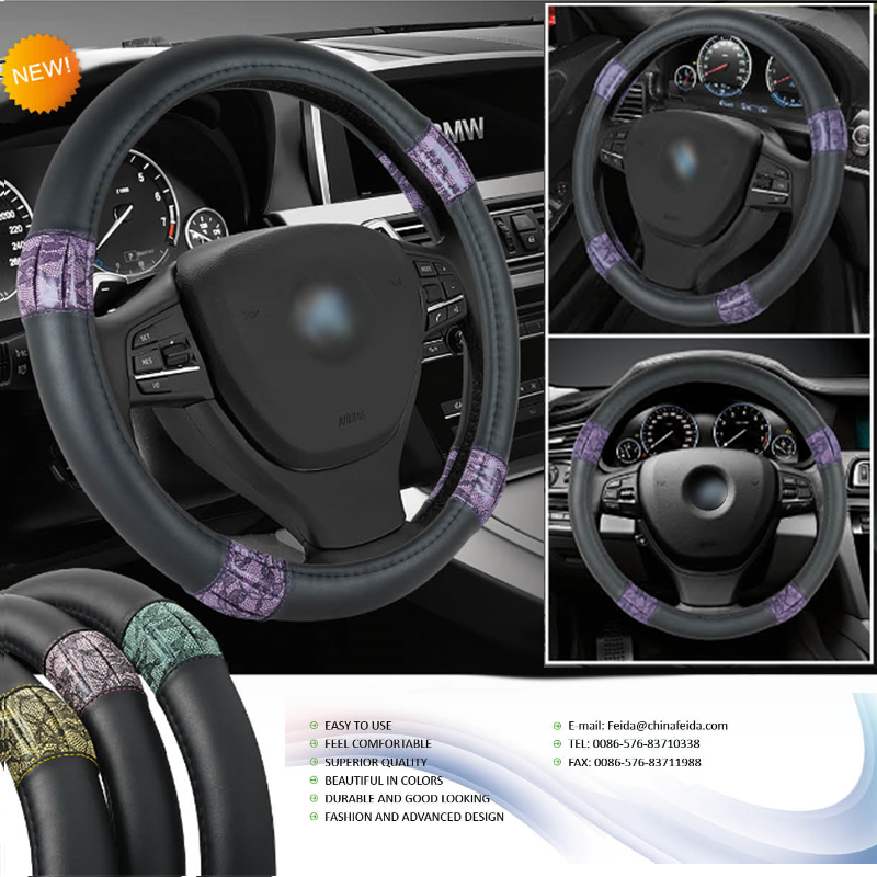 JX163001 38cm 3-spoke Soft Hand PU Material Steering Wheel Cover