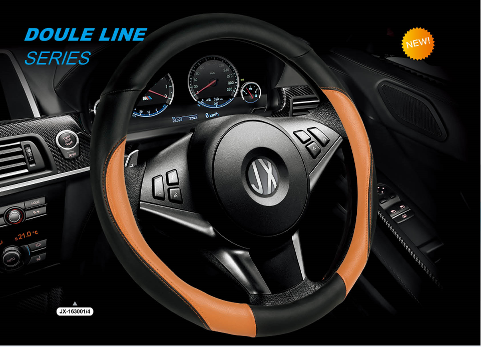 JX163001 38cm Durable 3-spoke PU Material Eco-friendly Steering Wheel Cover