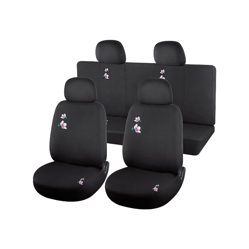 JX-211080   Automotive Seat Covers Black Universal Fit Flower printing fits most Cars, SUVs, and Trucks (Airbag Compatible