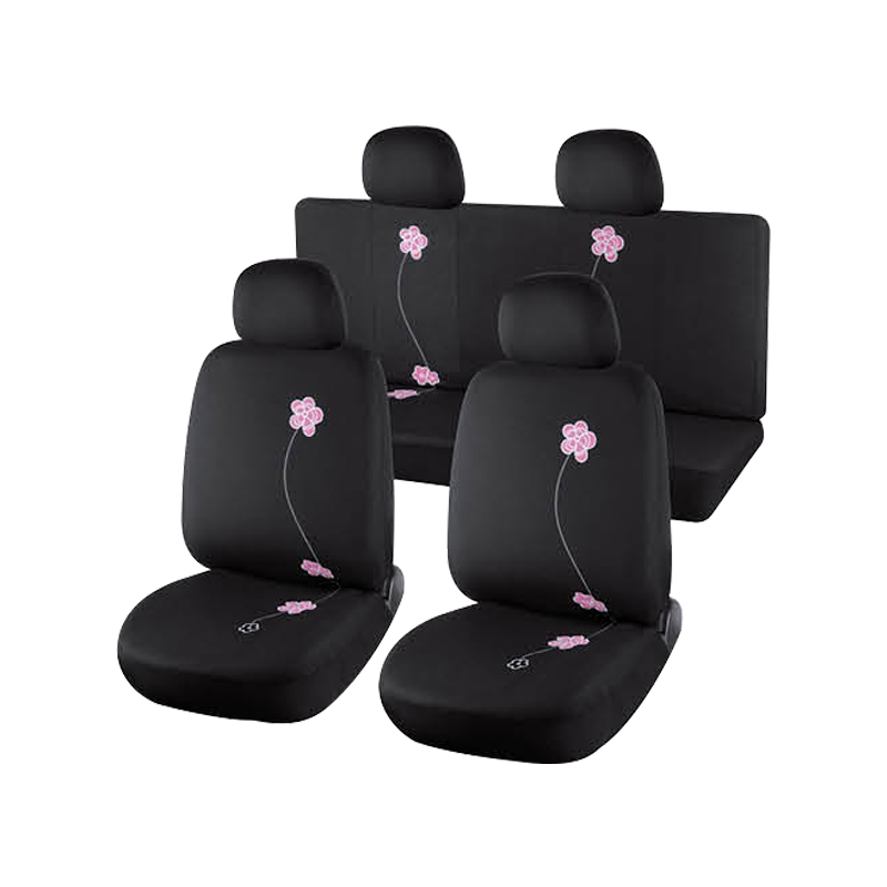 JX-211081  Automotive Seat Covers Black Universal Fit Flower Embroidery fits most Cars, SUVs, and Trucks